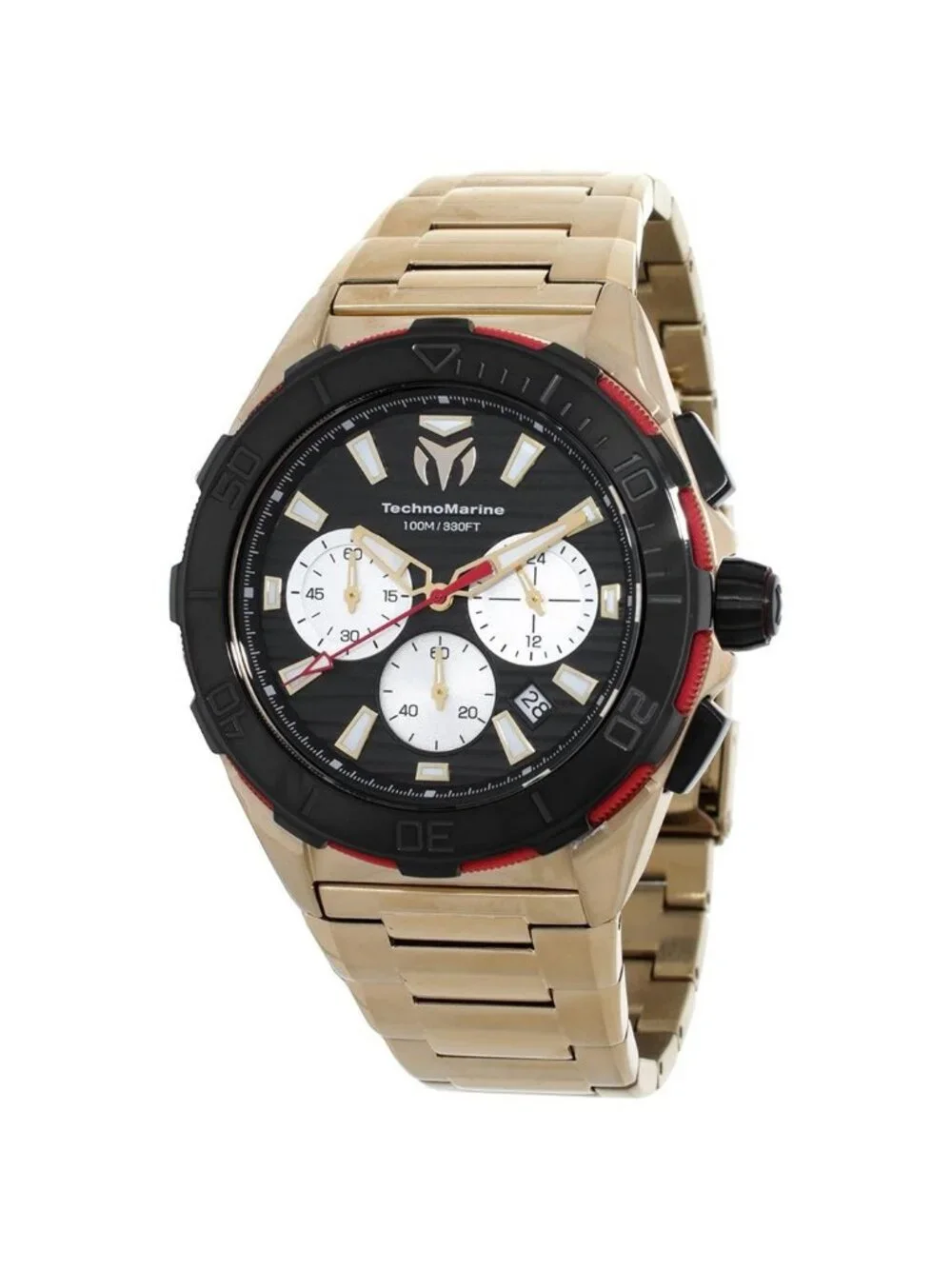 NWT Technomarine Seven Seas Chronograph GMT Quartz Black Dial Men's Watch